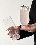 Pink thick bottomed Glass