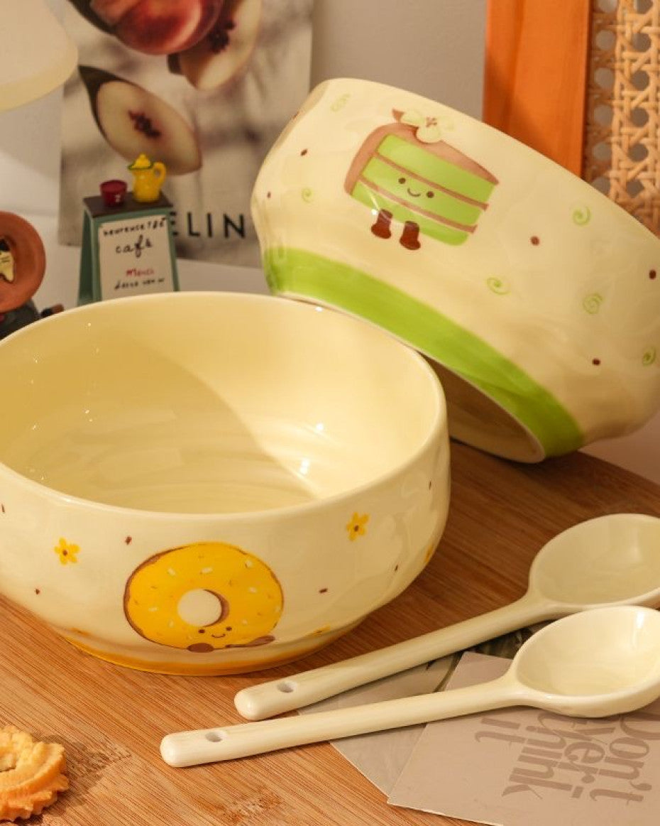 Big ceramic bowl + spoon(2pcs set)