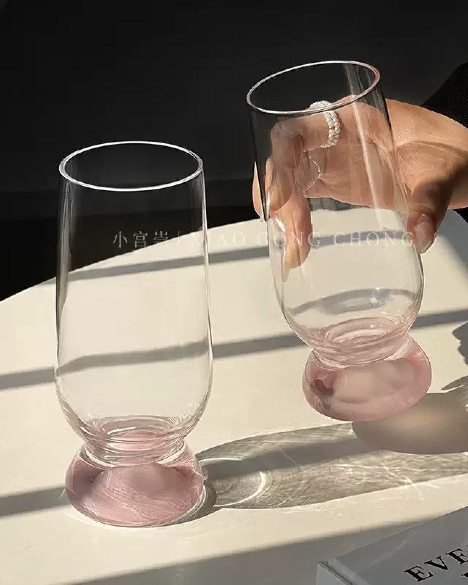 Pink thick bottomed Glass