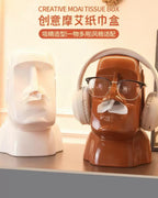 Moai stone statue tissue box