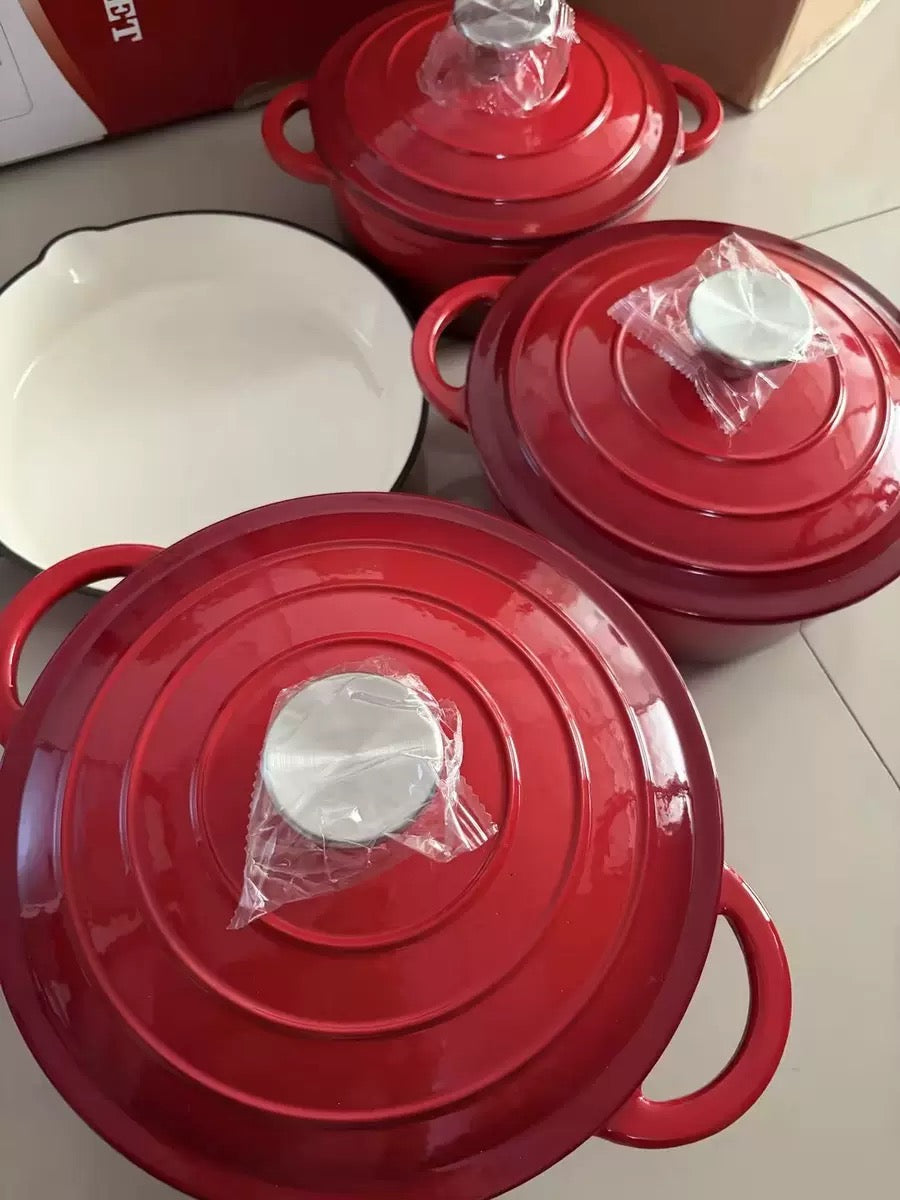 4 Pcs set Enamel pots + Pan