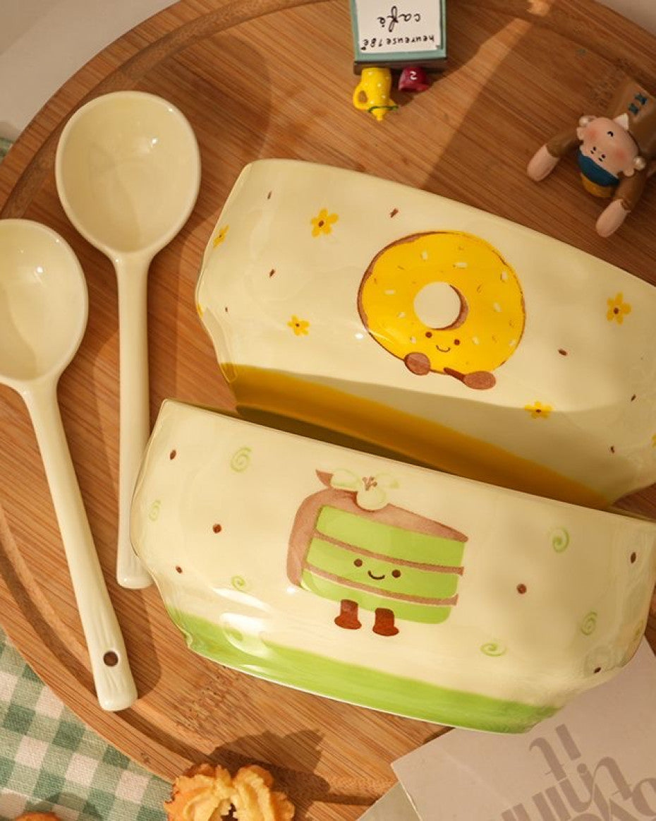 Big ceramic bowl + spoon(2pcs set)