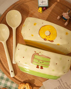 Big ceramic bowl + spoon(2pcs set)