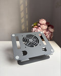 Metallic Laptop Stand + Fan