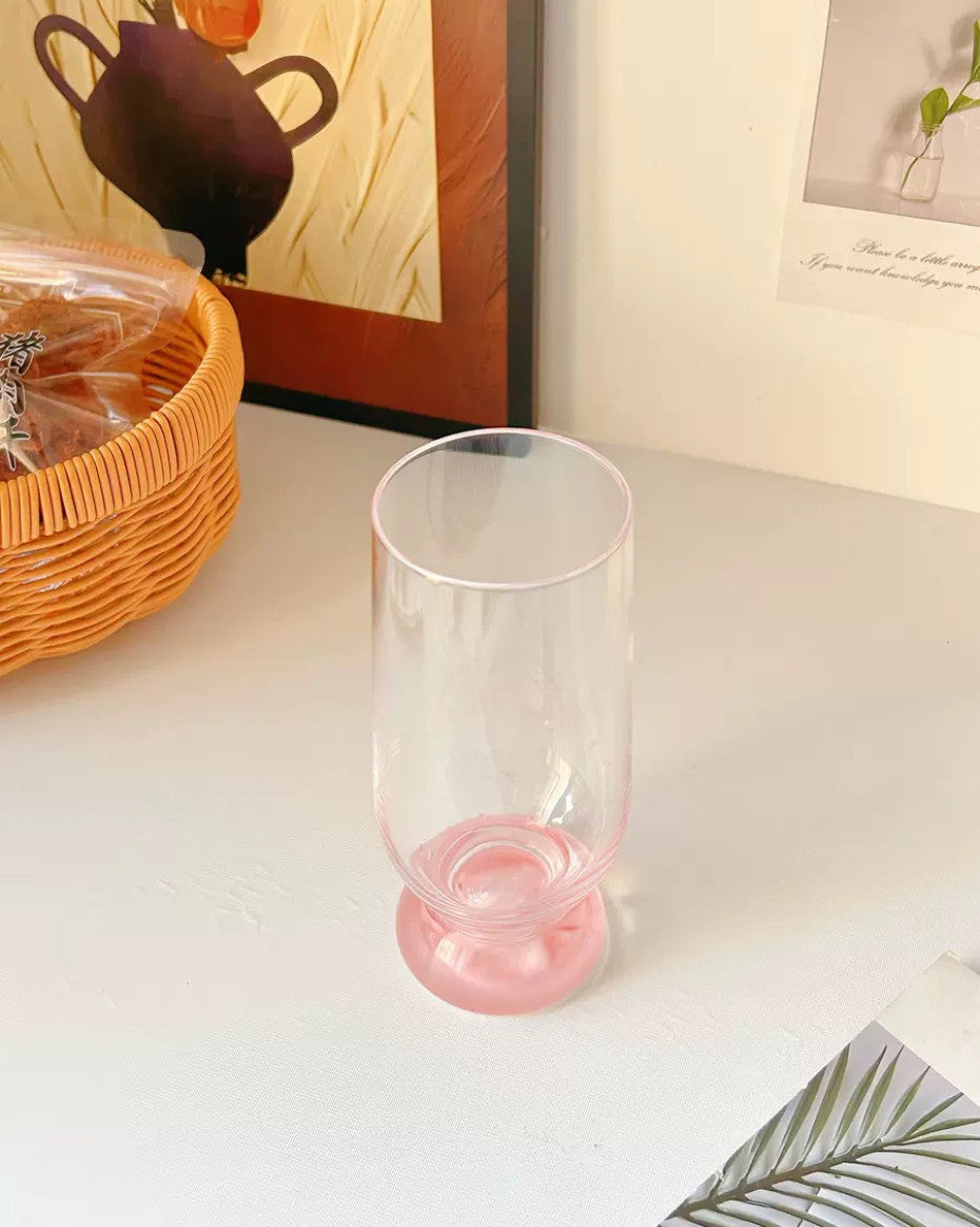Pink thick bottomed Glass
