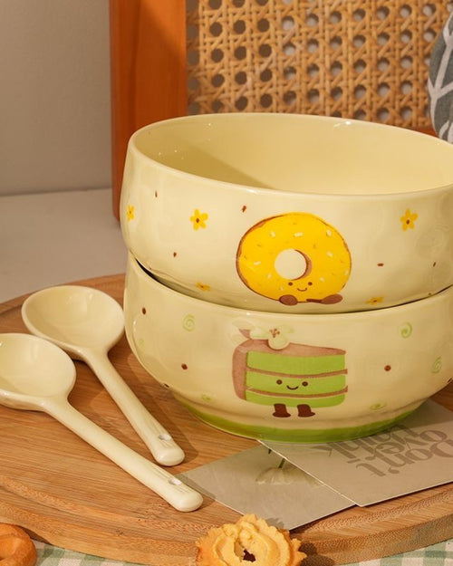 Big ceramic bowl + spoon(2pcs set)