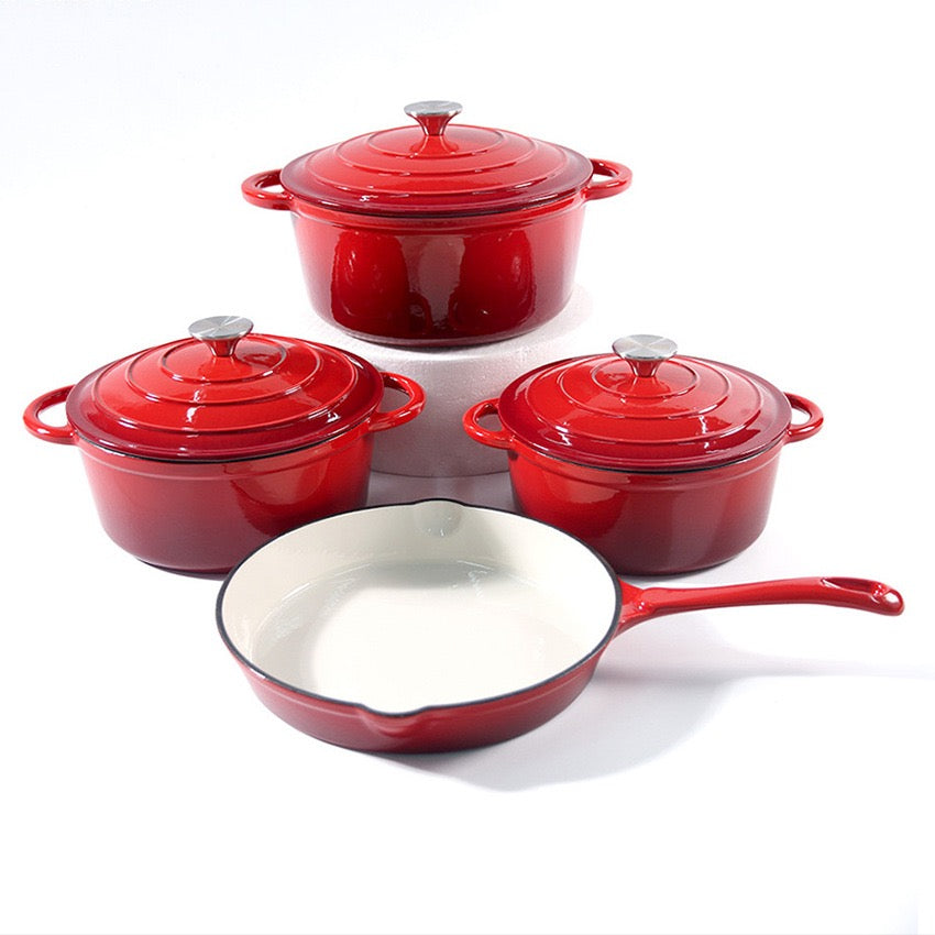 4 Pcs set Enamel pots + Pan