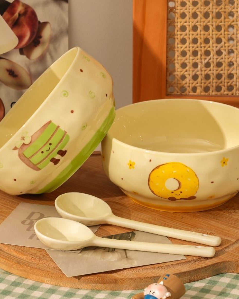 Big ceramic bowl + spoon(2pcs set)