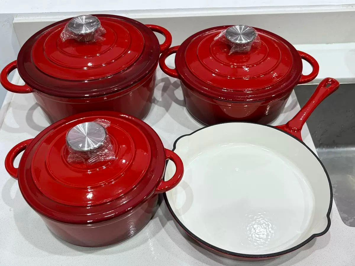 4 Pcs set Enamel pots + Pan
