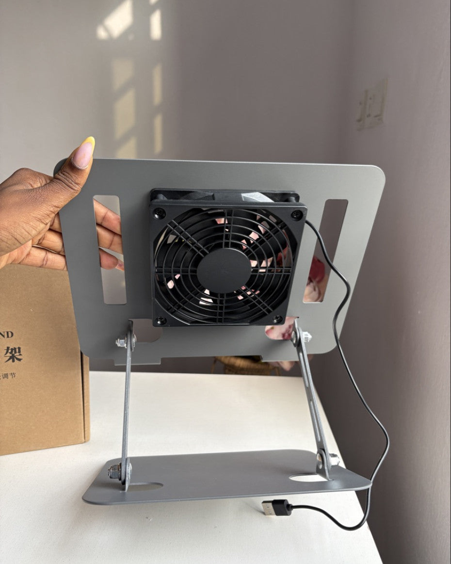 Metallic Laptop Stand + Fan