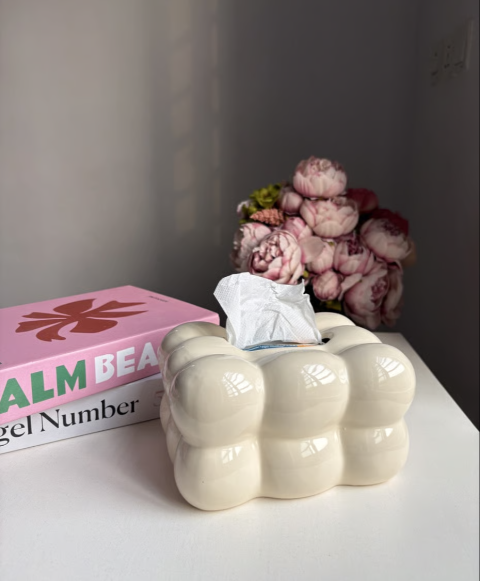 Ceramic Bubble Tissue Box + Tissues (heavy)