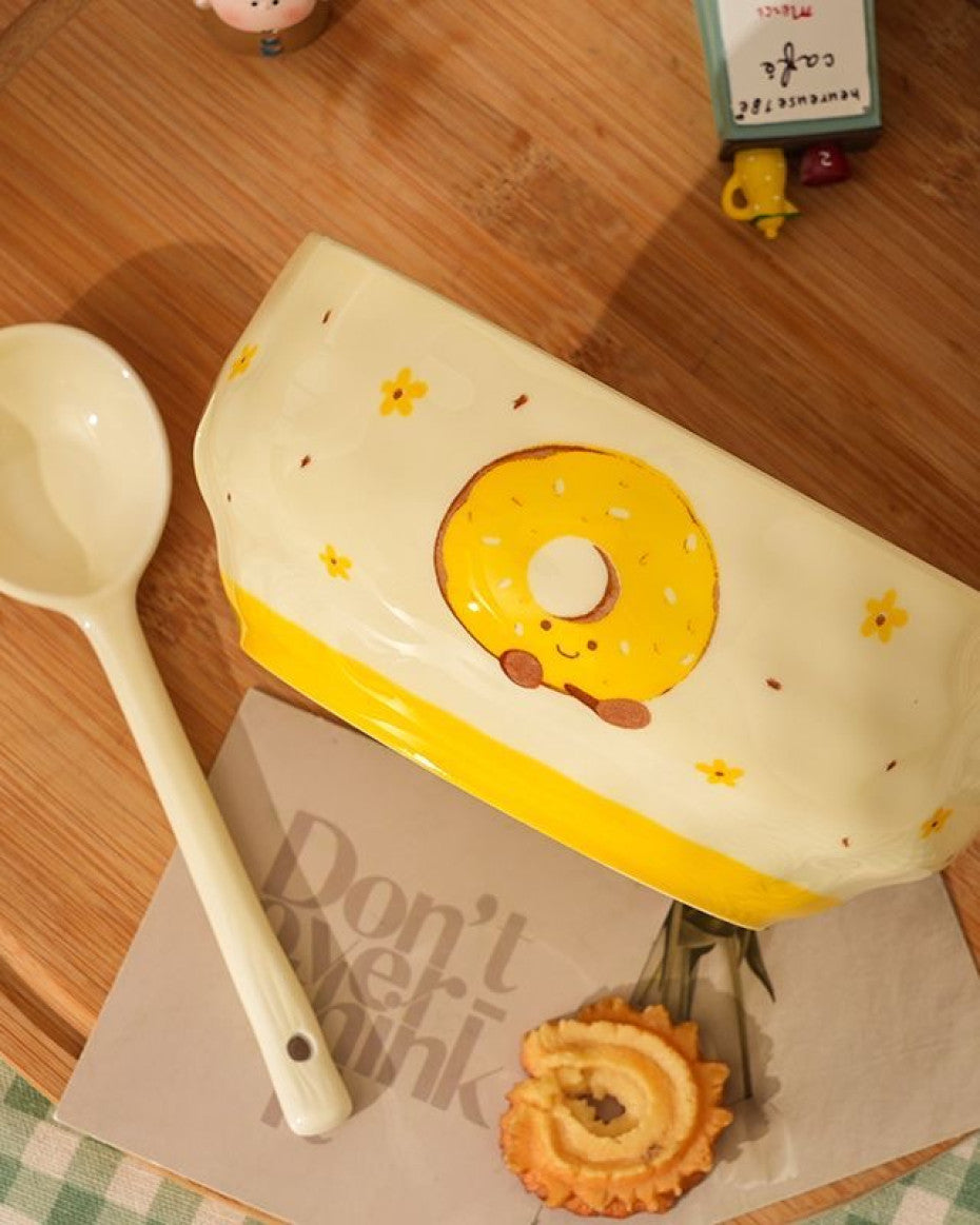 Big ceramic bowl + spoon(2pcs set)