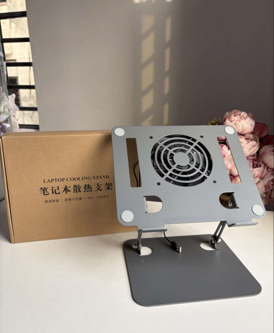 Metallic Laptop Stand + Fan