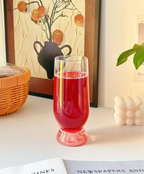 Pink thick bottomed Glass
